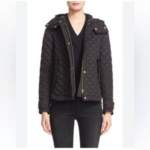 Burberry Brit Burberry Leightonbury Quilted Hooded Jacket Size Small in Black